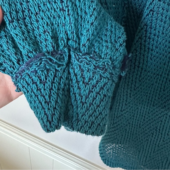 We The Free Women’s Long Sleeve Teal Knit V-Neck Sweater Size S GUC - Picture 7 of 8